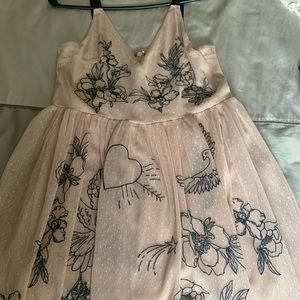 Whimsical Blush Dress with Embroidery
